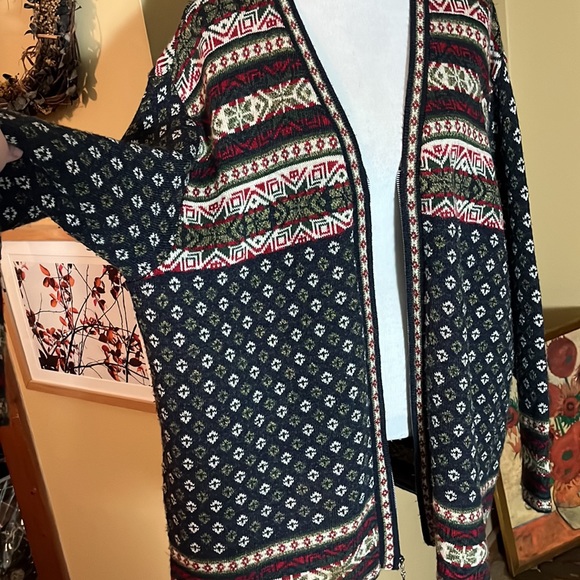 CABELLAS Size 2X NORDIC Ski Zipper Cardigan V-Neck Sweater Longline Cozy - Picture 7 of 16